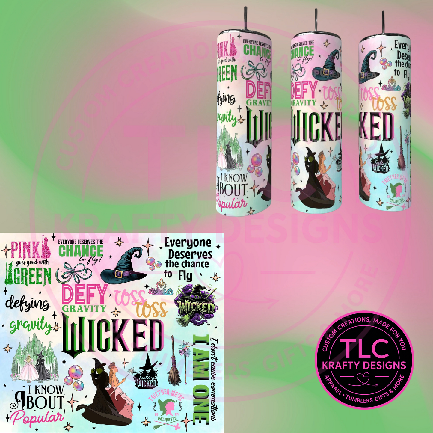 Wicked Inspired 20oz Tumbler – Changed for Good Design (Standard or Glow)