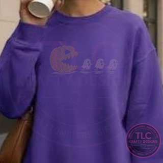 Halloween Ghost Pumpkin Spangle Iron-On Transfer, Ghost Chase Bling Heat Transfer, DIY Sweatshirt & T-Shirt Design