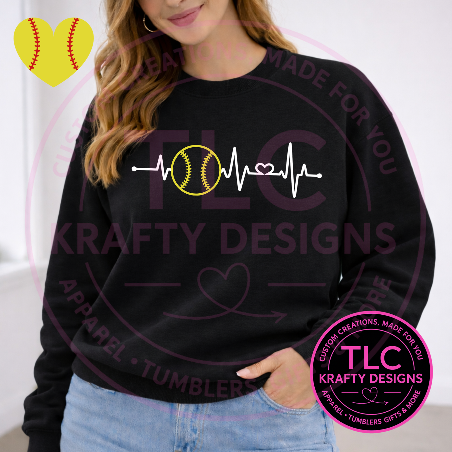 Softball Mom Shirt & Sweatshirt – Softball Heartbeat Graphic Tee