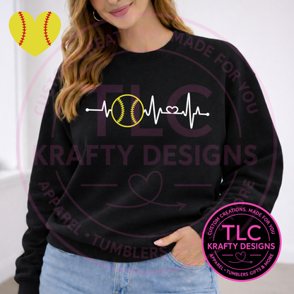 Softball Mom Shirt & Sweatshirt – Softball Heartbeat Graphic Tee