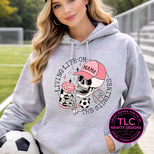 Soccer Mom Skull T-Shirt or Sweatshirt – Living Life On The Sidelines Graphic