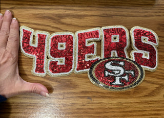 49ers football xL Sequin Letter Patch – Red & Gold