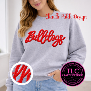Bulldogs Fuzzy Patch, Chenille Style Patch, Custom Team Patch Fluffy Patch