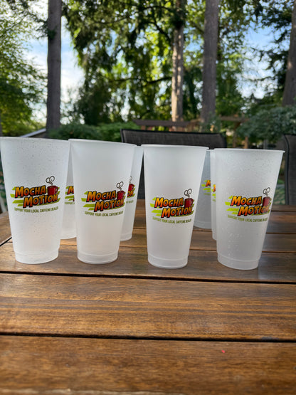 Mocha Motion 24oz Plastic Cups – Reusable Cups with Logo