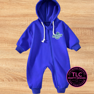 Seattle Hockey Hooded Baby Zip-Up Romper – Cozy Unisex Infant One-Piece