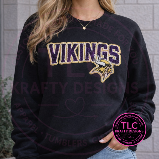 Vikings Sequin Letter Sweatshirt – Purple & Gold