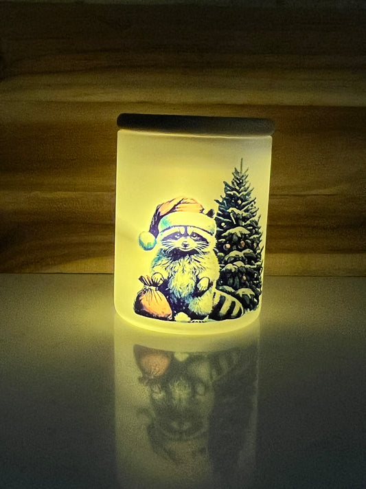 Raccoon Christmas 9oz Candle / Trinket Holder