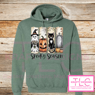 🕸️ Spooky Season Halloween Sweatshirt – Ghost, Pumpkin, Cat & Graveyard Fall Design