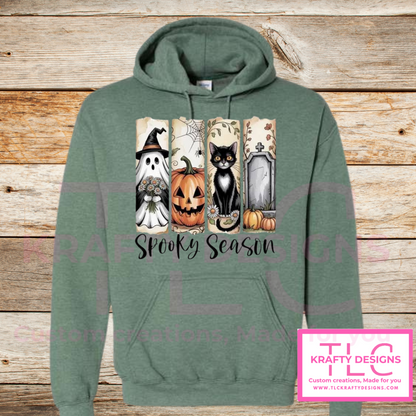 🕸️ Spooky Season Halloween Sweatshirt – Ghost, Pumpkin, Cat & Graveyard Fall Design