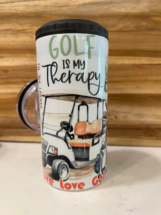 Golf is my Therapy logo 16oz. 4 in 1 Can/Bottle Cooler