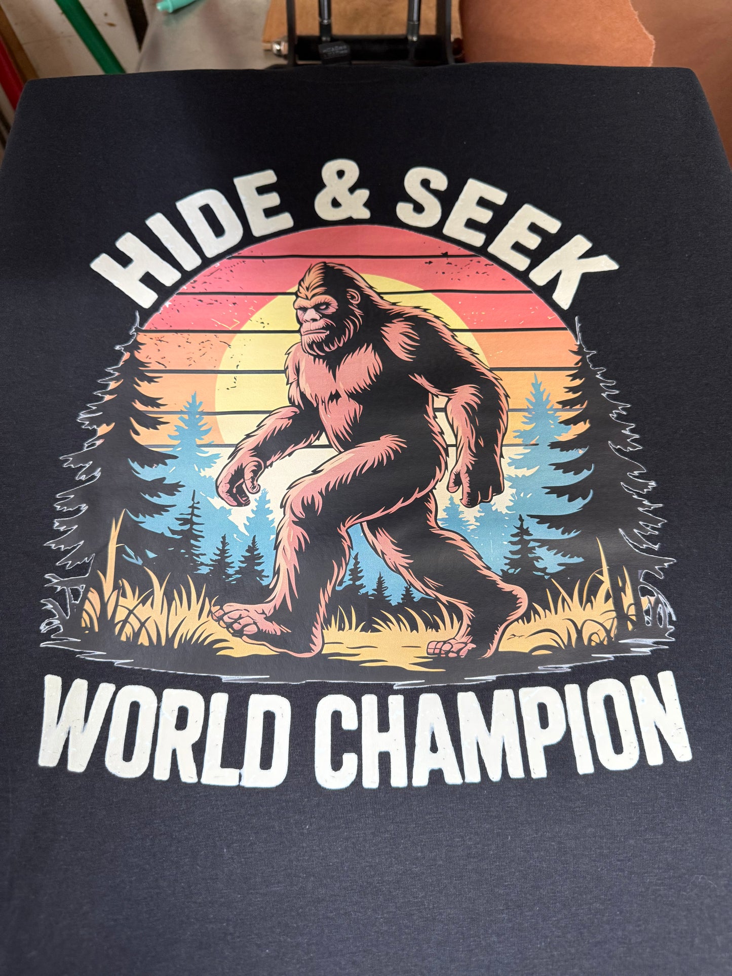 Hide & Seek World Champion Shirt – Funny Bigfoot Sasquatch Retro Tee