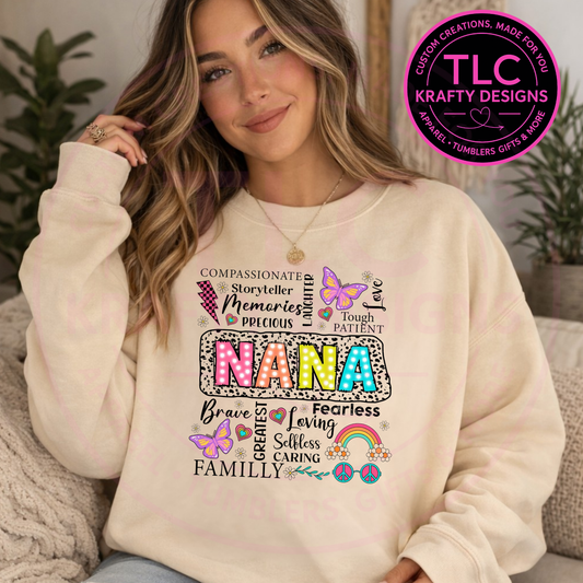Nana Word Art Design - Colorful Family Love Apparel