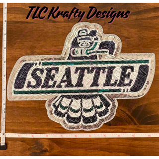 XL Seattle Junior Hockey Sequin Patch – Sporty Iron-On / Sew-On Applique