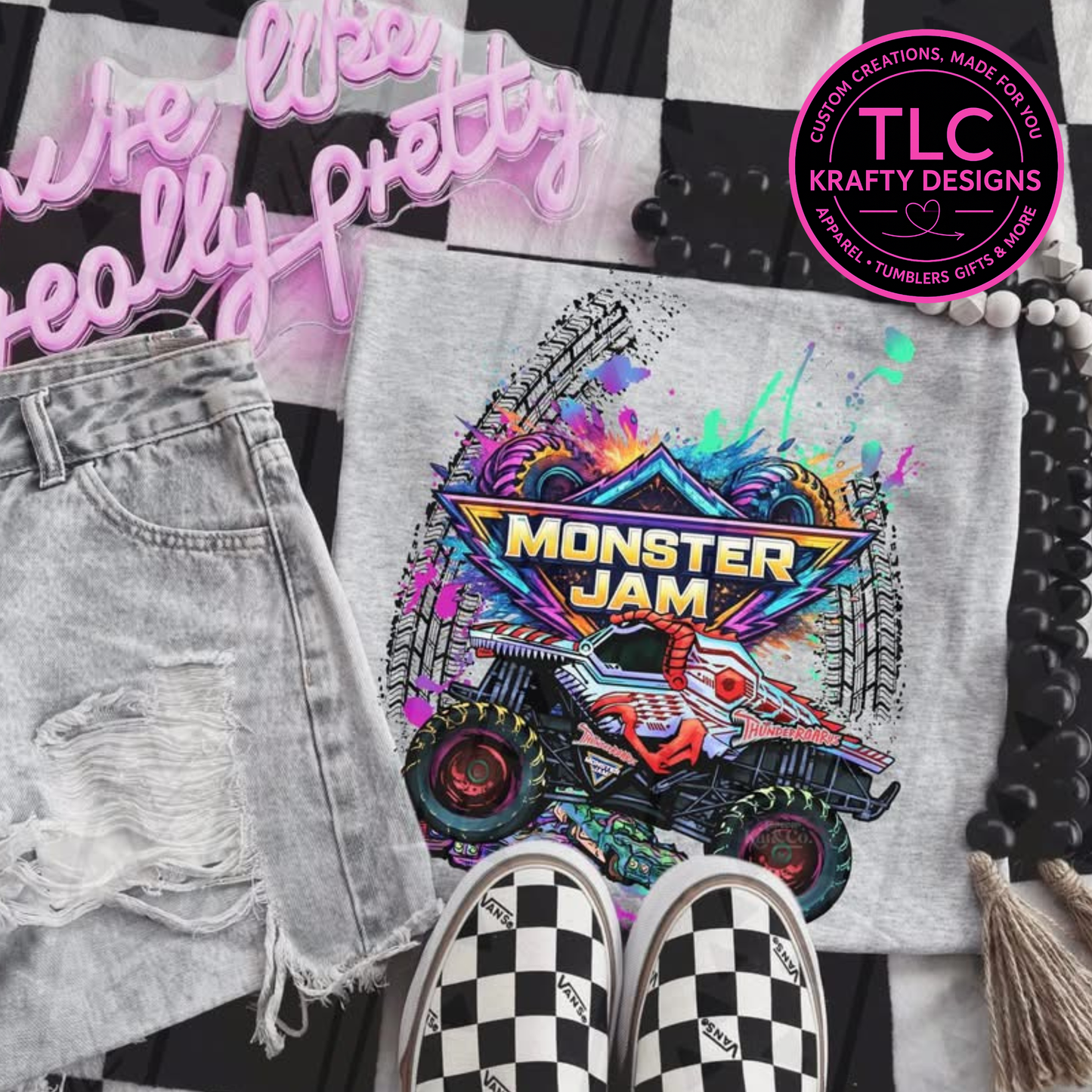 Dinosaur Monster Truck Apparel - Monster Truck Vibes