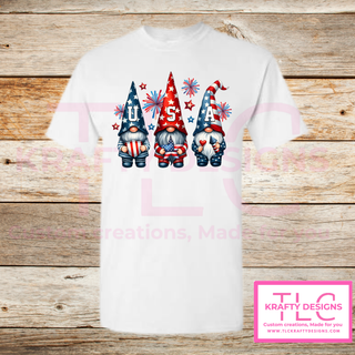 USA Gnome Trio Design – Patriotic Summer Apparel
