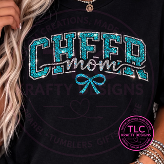 Cheer Mom Red Rhinestone Patch Apparel - Sports and Game Day Apparel