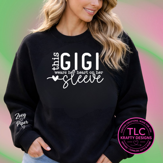 Personalized This Gigi Wears Her Heart On Her Sleeve White Design - Grandma Love Apparel