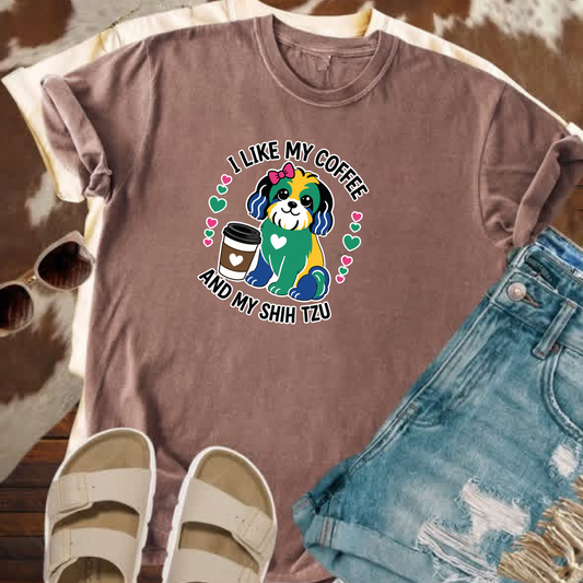 I Like My Coffee And My Shih Tzu Design – Dog Mom Apparel