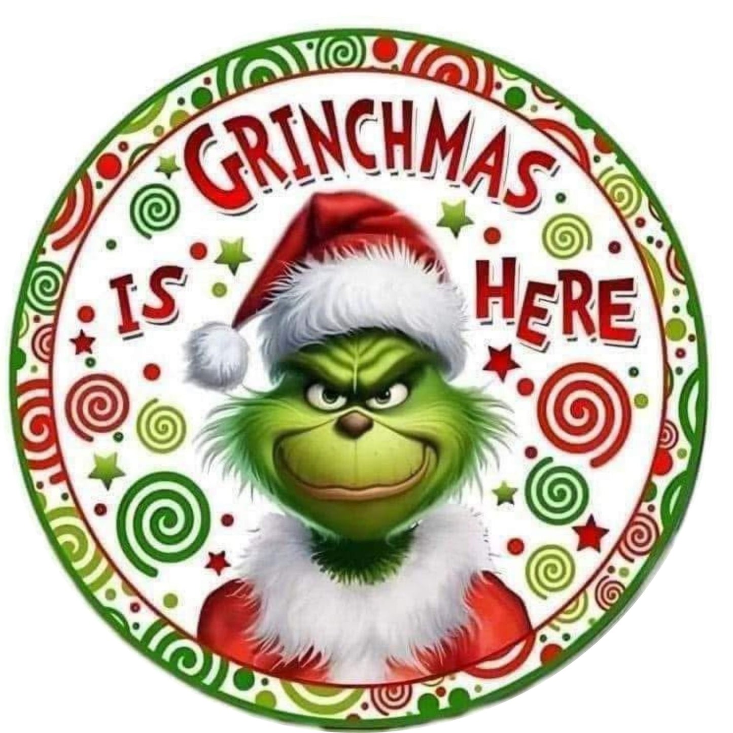 Grinchmas is Here 10” Wind Spinner – Festive Christmas Sublimated Metal Yard Décor CK