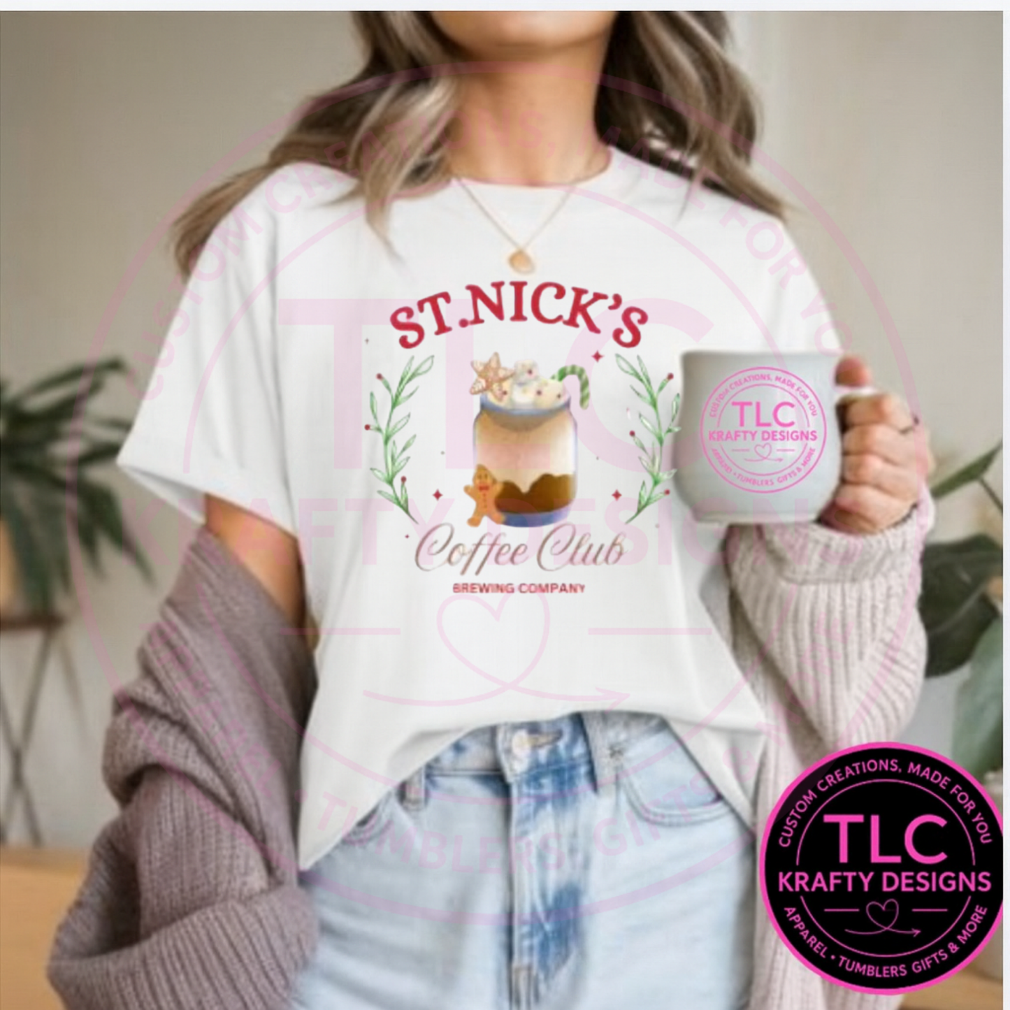 St. Nick's Coffee Club T-Shirt - Classic Christmas Long or Short Sleeve Tee CK