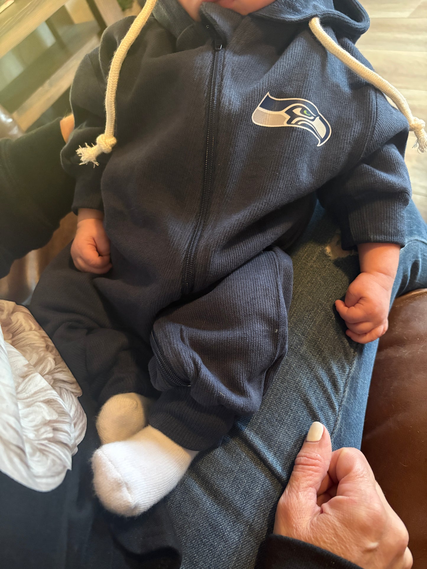Seattle Football Infant Hooded Zip Romper | Cozy Game Day Baby Outfit