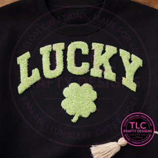 Lucky Clover Fuzzy Chenille Patch Shirt or Sweatshirt – St. Patrick’s Day Apparel CK