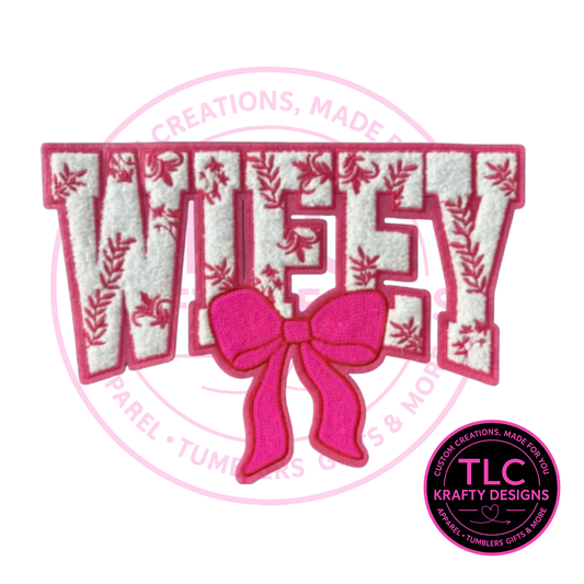 XL Wifey Chenille Patch – Bridal Iron-On / Sew-On Appliqué CK