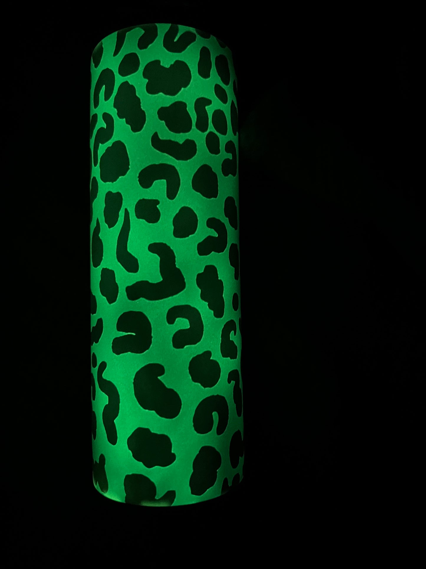 Glow in the Dark Green and Black Leopard Print 20oz Sublimation Tumbler