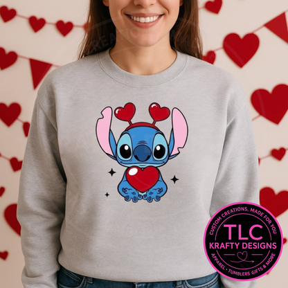 Valentine Alien Love Sweatshirt | Cute Heart Character Crewneck | Icon-Inspired Valentine Shirt | Cozy Valentine Outfit | Unisex Love Top