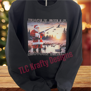 Shotgun Shells Santa Sweatshirt - Outdoorsy Christmas Crew Neck or Hoodie