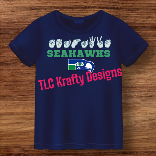 Retro Seahawks ASL (American Sign Language) Tee - Bold and Unique