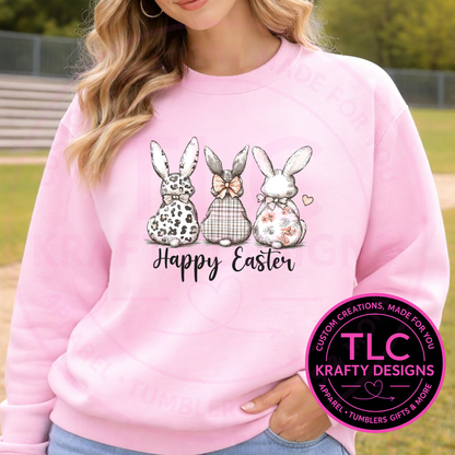 Happy Easter Bunny Trio Shirt or Sweatshirt – Cute Easter Bunny Graphic