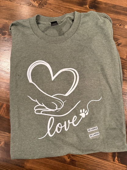 Love Paw Print T-Shirt – Unisex Pet Lover Tee -Last Chance
