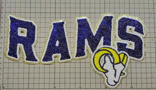 Blue and Gold Rams XL Sequin Patch – School Spirit Mascot Iron-On Transfer
