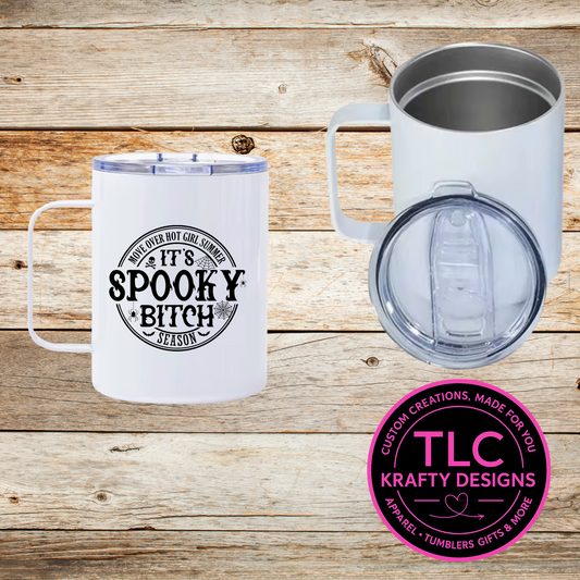 It’s Spooky Bitch Season Mug – 12oz Travel Mug with Lid, Funny Halloween Coffee Cup