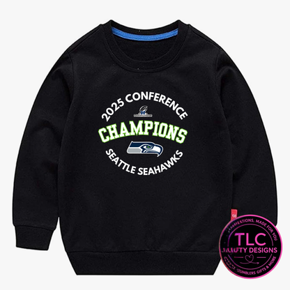 Seattle Football 2025 Conference Champions Circular Graphic White – Seattle Sports T-Shirt or Sweatshirt