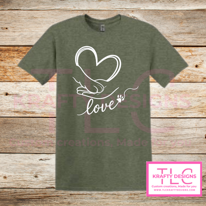 Love Paw Print T-Shirt – Unisex Pet Lover Tee -Last Chance