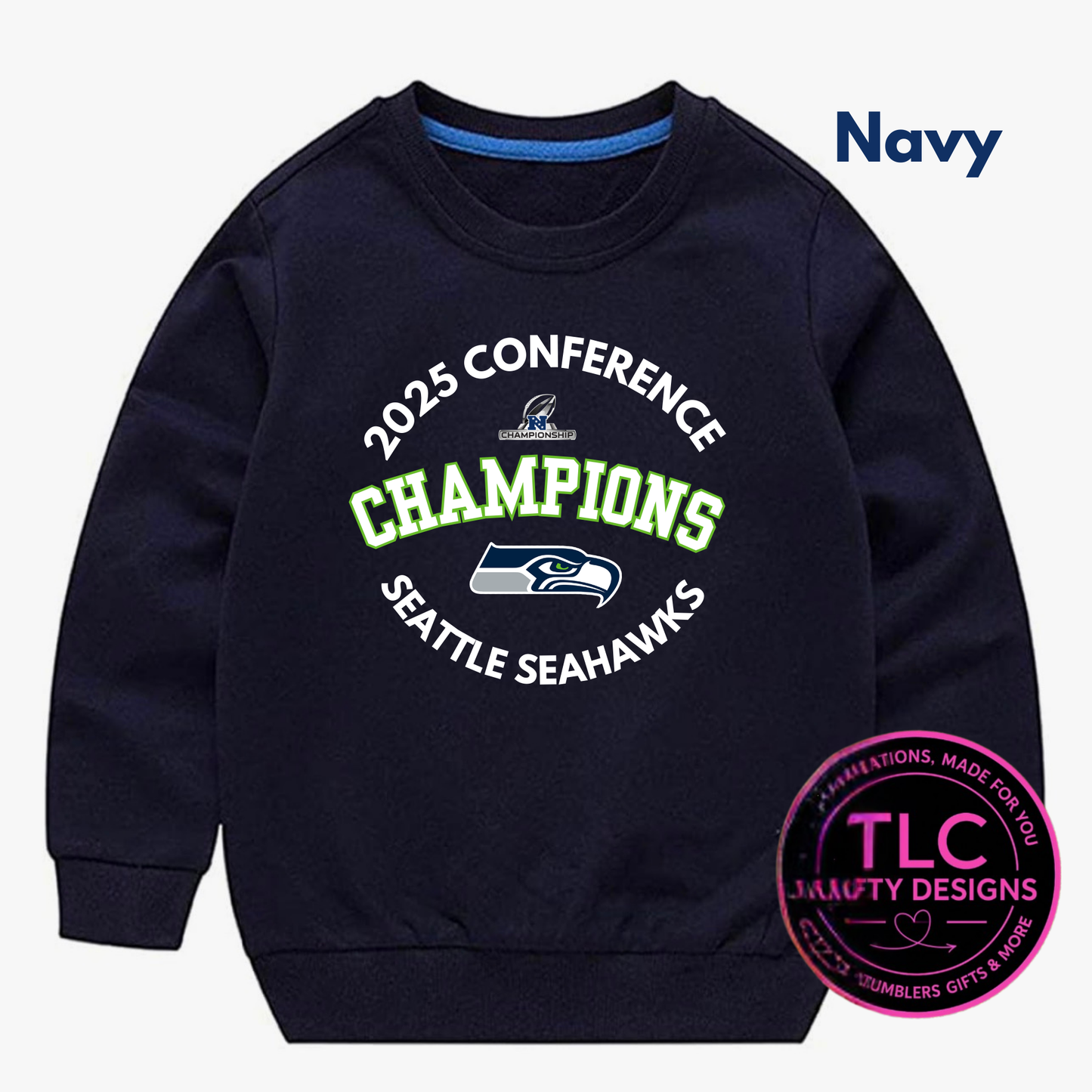 Seattle Football 2025 Conference Champions Circular Graphic White – Seattle Sports T-Shirt or Sweatshirt