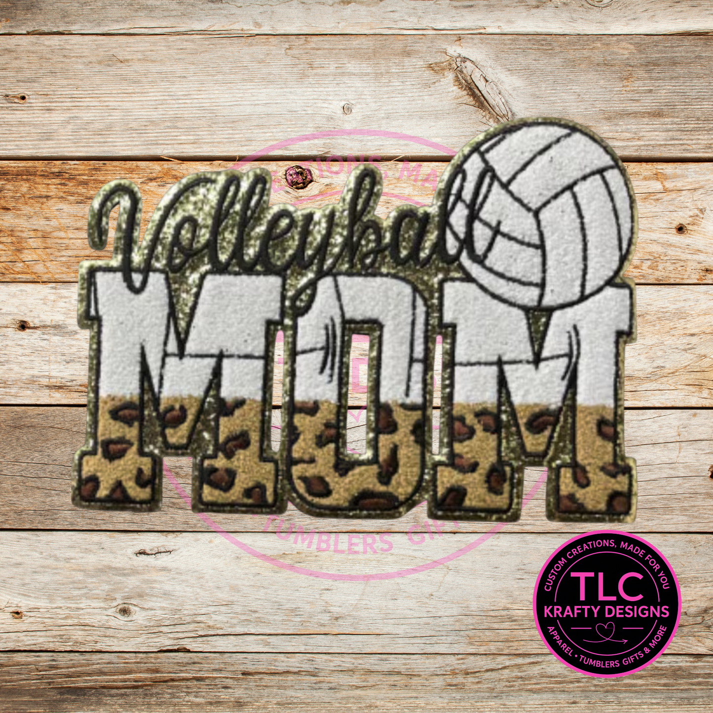 XL Volleyball Mom Chenille Patch – Spirit Wear Iron-On / Sew-On Appliqué CK