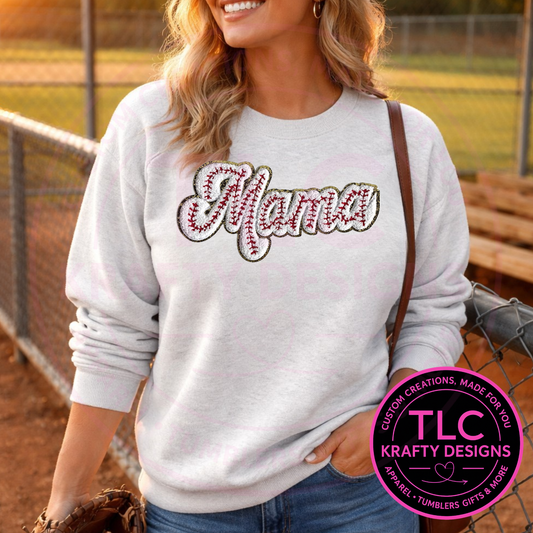Baseball Mama Chenille Patch Sweatshirt or Hoodie