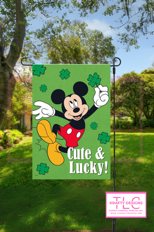 Cute and Lucky Mouse Garden Flag – St. Patrick's Day Outdoor Banner