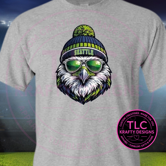 Seattle Football Hawk Beanie Graphic – Seattle Sports T-Shirt or Sweatshirt