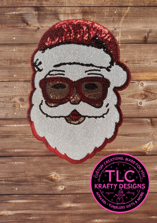 XL Sequin Santa Chenille Patch – Red & White Holiday Embellishment preorder