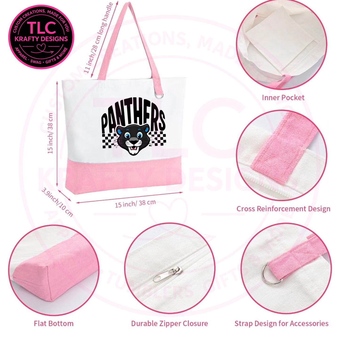 Maplewood Heights Panthers Zippered Canvas Tote Bag – School Spirit Bag