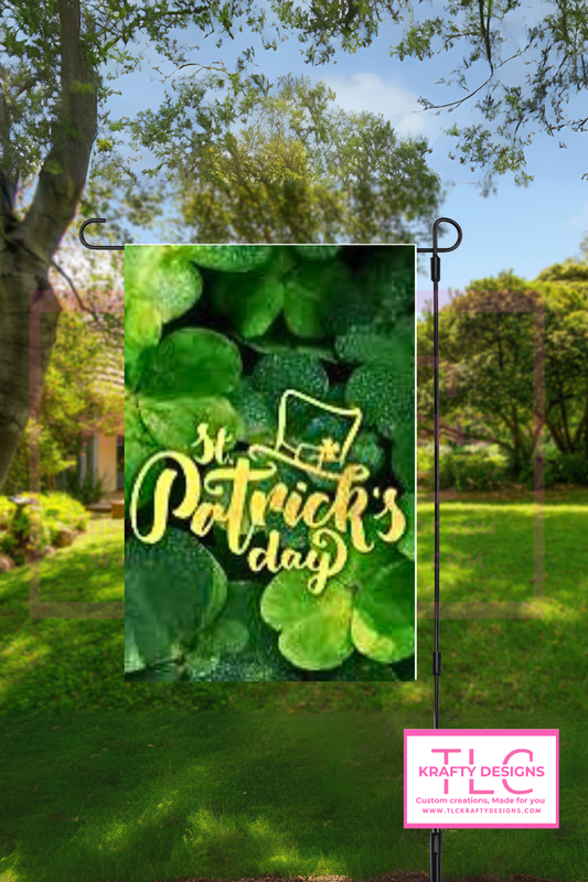 St. Patrick's Day Shamrocks Garden Flag – St. Patrick's Day Outdoor Banner
