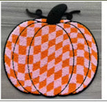 Pumpkin Chenille Patch XL Iron-On Patch, Orange Checkered Pumpkin Patch, Fall Jacket Patch, Halloween Sweatshirt Patch