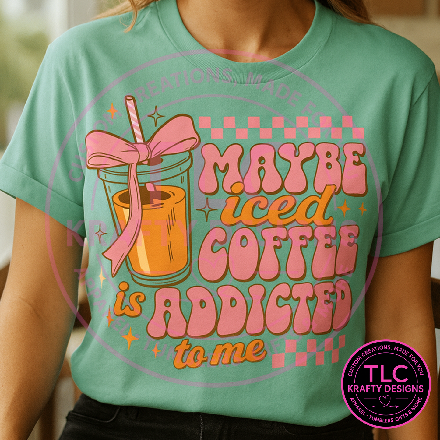 Maybe Iced Coffee Is Addicted to Me Shirt – Retro Coffee Lover Graphic Tee