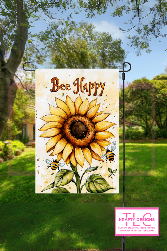 Bee Happy Sunflower Garden Flag – Cheerful Summer Welcome with Bees