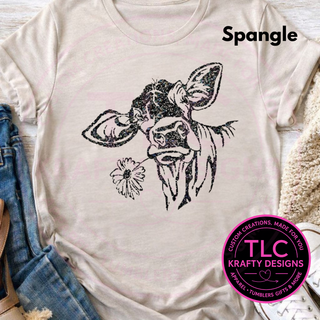 Spangle Cow with Flower Graphic – T-Shirt or Sweatshirt