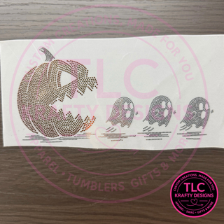 Halloween Ghost Pumpkin Spangle Iron-On Transfer, Ghost Chase Bling Heat Transfer, DIY Sweatshirt & T-Shirt Design